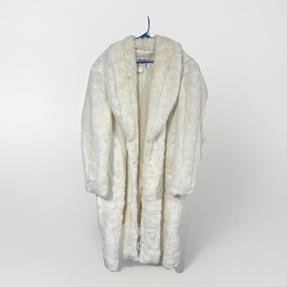 Christian Lacroix Jackets & Blazers - Vintage Christian LaCroix Full Length Faux Fur Cream Jacket Mob Wife 2XL